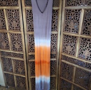 Urban X Elegant Brown and Orange Maxi Dress